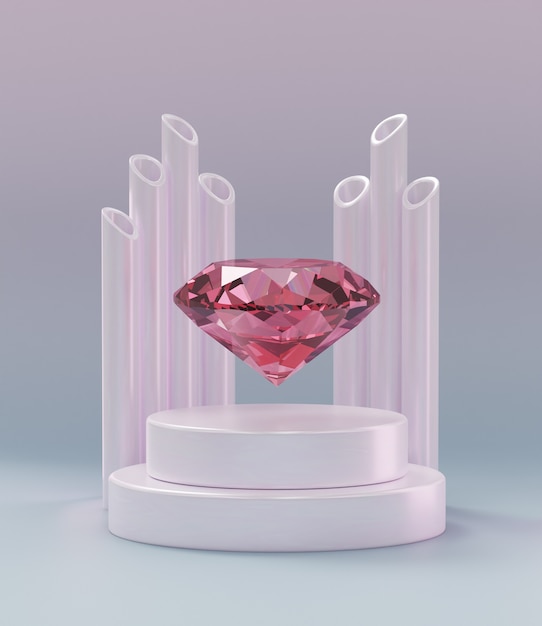 Roze diamanten achtergrond met gloeiend podium