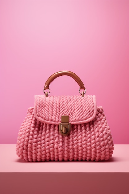 Gratis foto roze kitted bag-stilleven
