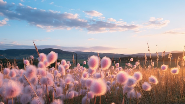 Gratis foto roze natuurlandschap met vegetatie