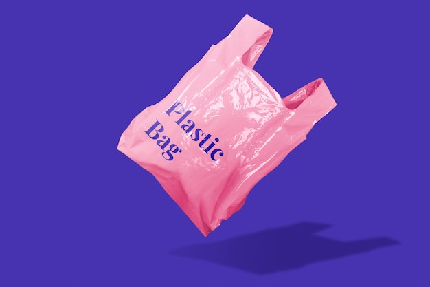 Roze plastic boodschappentas