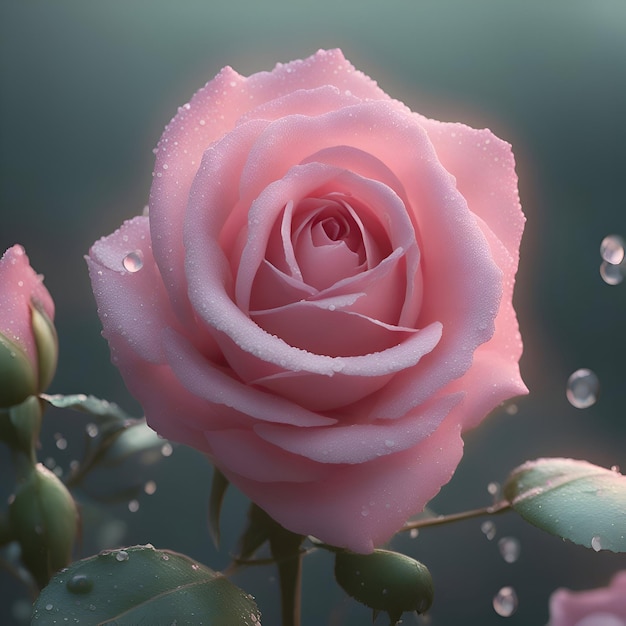 Gratis foto roze roos met waterdruppel op de bloemblaadjes bloemenachtergrond