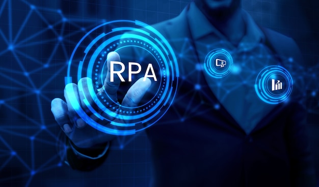 Rpa-concept met blauw fel licht