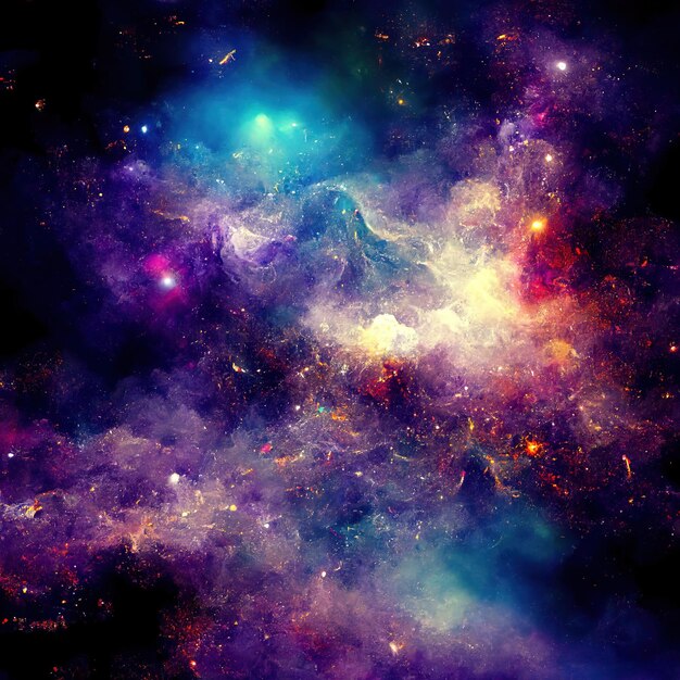 Ruimteachtergrond met sterrenstof en stralende sterren Realistische kleurrijke kosmos met nevel en melkweg
