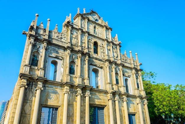Ruïneert St.Paul Church in de stad van Macau