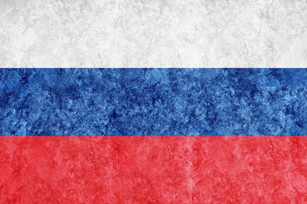 Rusland metalen vlag, getextureerde vlag, grunge vlag