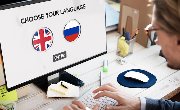 Russisch Engels communicatietaalconcept