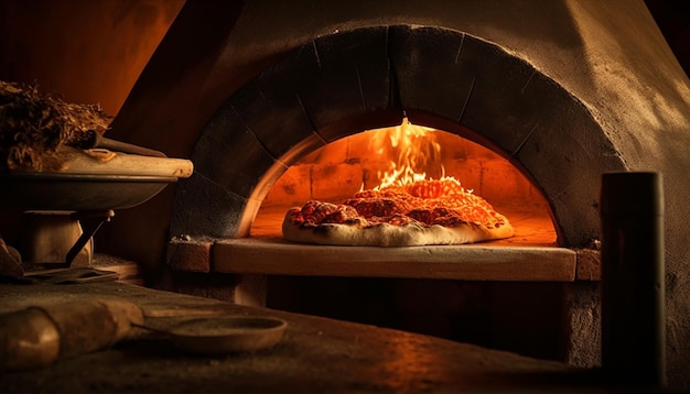 Rustiek brood gebakken in zelfgemaakte steenoven gegenereerd door AI