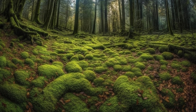 Gratis foto rustig boslandschap groene groei en schoonheid gegenereerd door ai