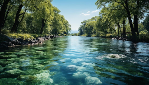 Gratis foto rustige scène natuurschoon in een groen bos gegenereerd door kunstmatige intelligentie