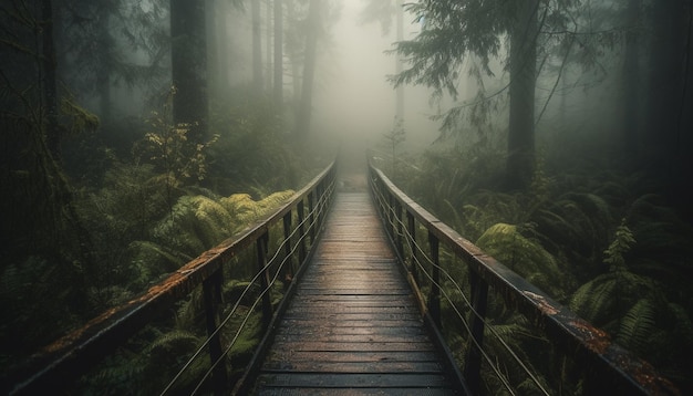 Gratis foto rustige scène van spookachtig bos in de herfst gegenereerd door ai