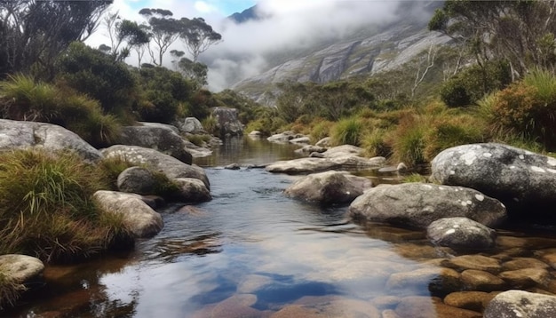 Gratis foto rustige scène van stromend water in de bergen, gegenereerd door ai