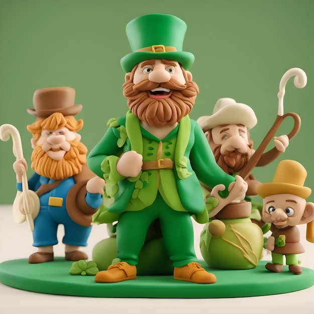 Saint Patrick's Day wenskaart met kabouter en kabouters