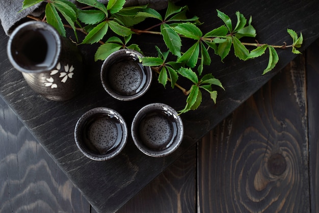 Gratis foto sake japanse drank bovenaanzicht