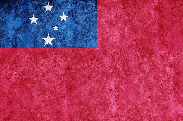 Samoa metalen vlag, getextureerde vlag, grunge vlag