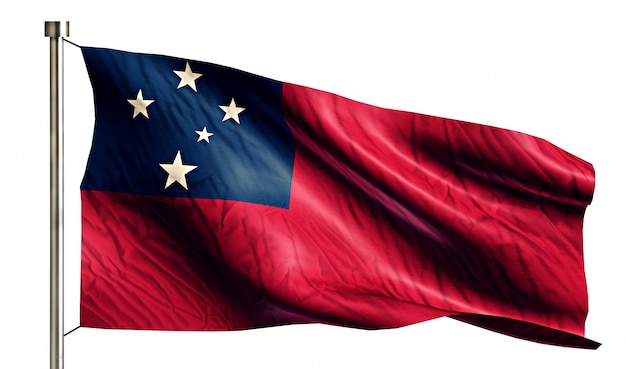 Samoa Nationale Vlag Geïsoleerde 3D Witte Achtergrond