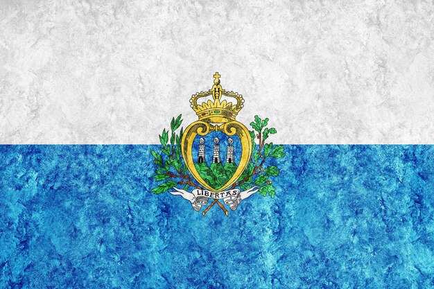 San Marino metalen vlag, getextureerde vlag, grunge vlag