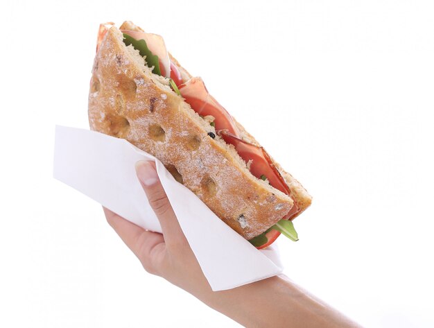 Sandwich in een hand