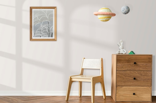 Gratis foto scandinavische kinderspeelkamer met houten meubels