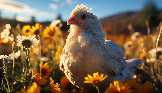 Gratis foto schattig geel kuiken in groene weide geniet van het buitenleven gegenereerd door kunstmatige intelligentie