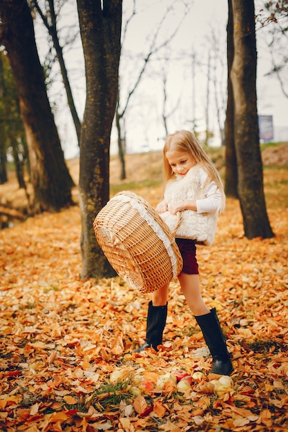 Schattig klein meisje in een herfst park