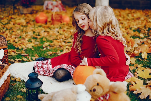 Schattig klein meisje in een herfst park