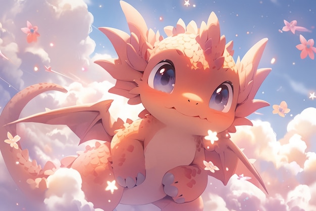 Gratis foto schattige baby anime draak illustratie