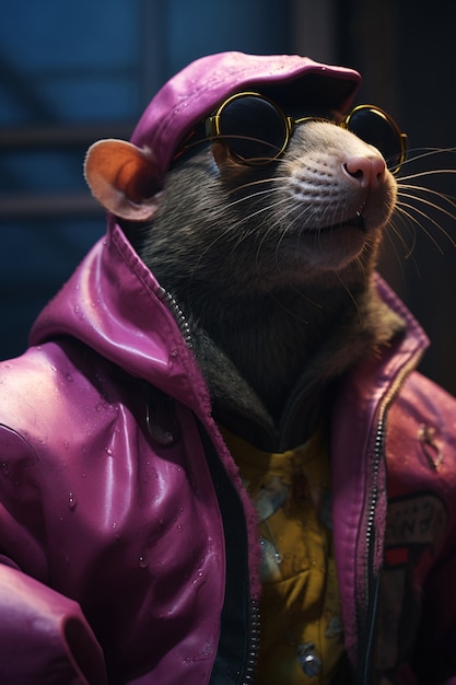 Schattige rat met coole outfit