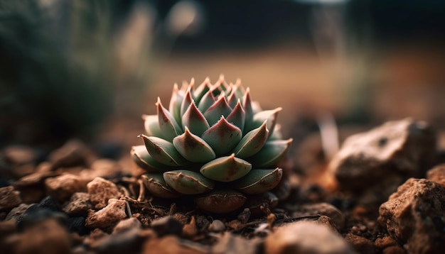 Scherpe doornen op het groene blad van de vetplant gegenereerd door AI