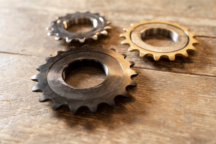 Gratis Foto schikking van metalen stukken met een hoge hoek