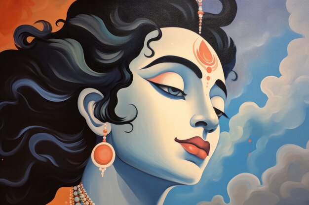 Gratis foto schilderij dat krishna vertegenwoordigt