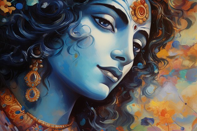 Schilderij dat Krishna vertegenwoordigt