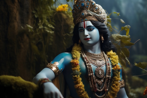 Gratis foto schilderij dat krishna vertegenwoordigt