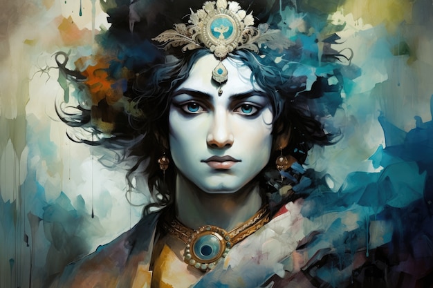 Schilderij dat Krishna vertegenwoordigt