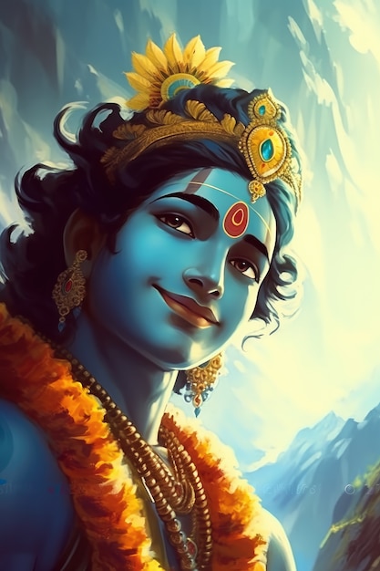 Schilderij dat Krishna vertegenwoordigt