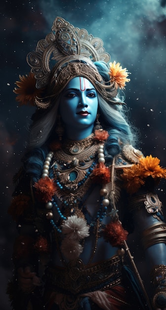 Gratis foto schilderij dat krishna vertegenwoordigt