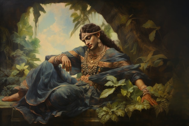 Schilderij dat Krishna vertegenwoordigt