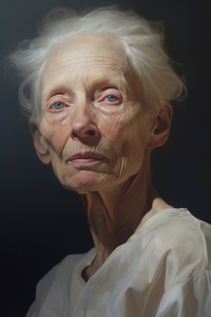 Gratis foto schilderijen van het portret van een oude vrouw