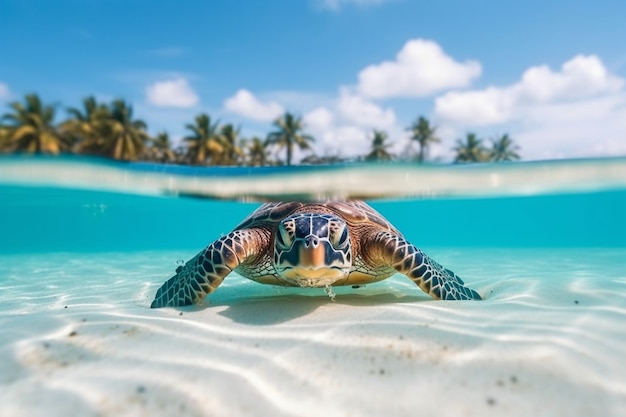 Gratis foto schildpad die in de zee zwemt