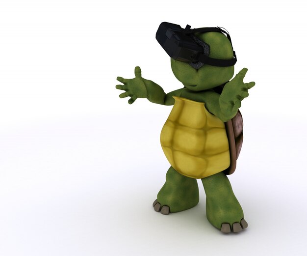 Schildpad spelen met een virtual reality bril
