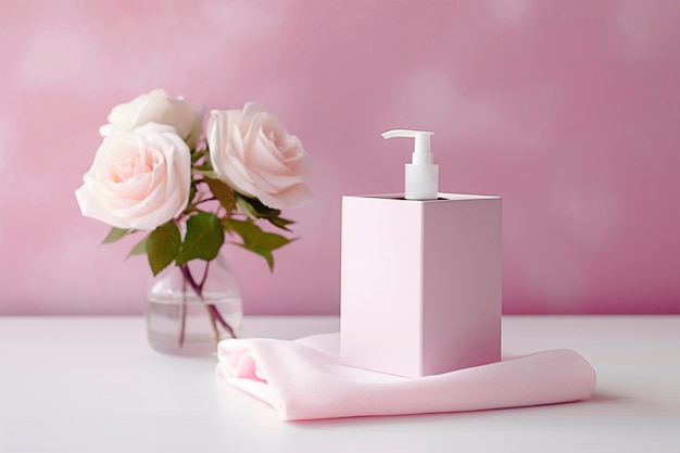 Schoonheids- en cosmetische producten met zachte roze tinten