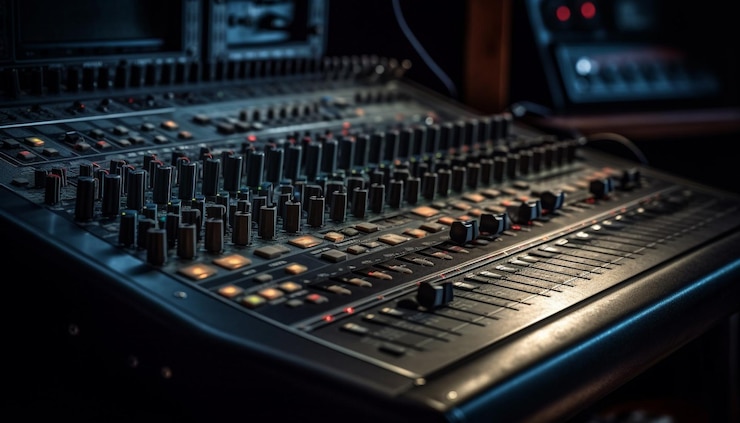 Gratis Foto schuifknop elektrische mixer die de door ai gegenereerde geluidsvariatie aanpast