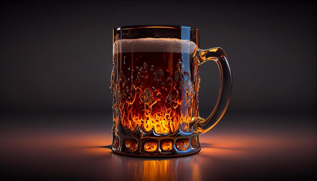 Gratis foto schuimend bier in een gloeiend gouden glazen pot generatieve ai