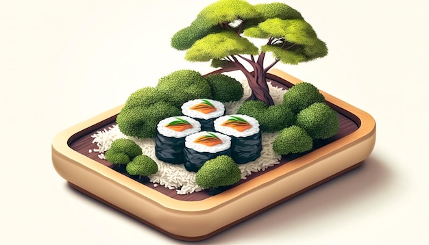 Set van sushi en broodjes generatieve ai