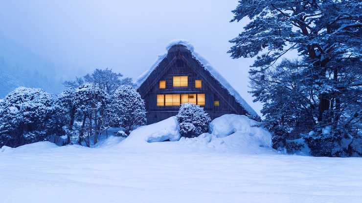Gratis Foto shirakawa-go dorp in de winter, japan.
