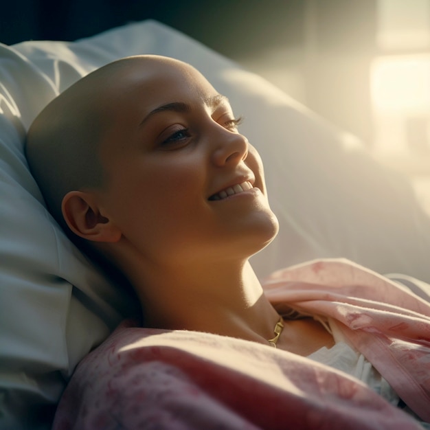 Side view positieve vrouw met kanker