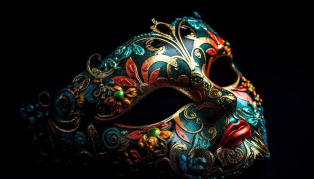 Sierlijk kostuum en masker met gouden elegantie gegenereerd door AI