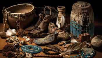 Gratis foto sierlijke handgemaakte kralenketting vormt een aanvulling op traditioneel afrikaans kledingstuk gegenereerd door ai