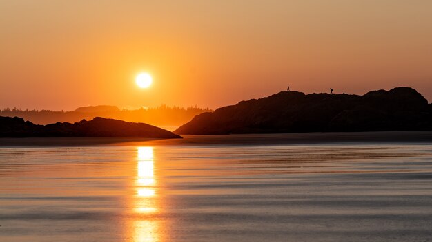 Silhouet Van Berg Tijdens Gouden Uur