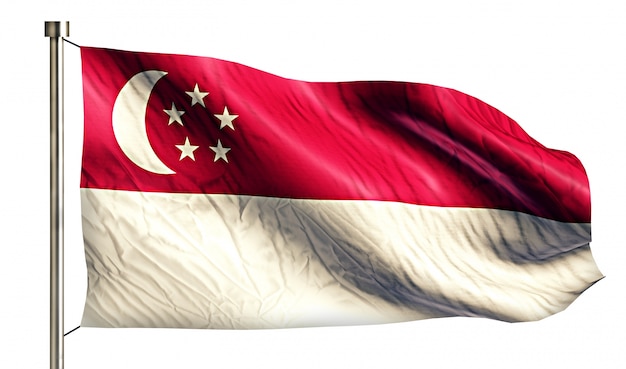 Gratis foto singapore nationale vlag geïsoleerde 3d witte achtergrond