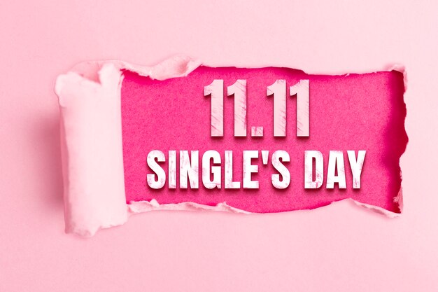 Single's day banner met roze achtergrond